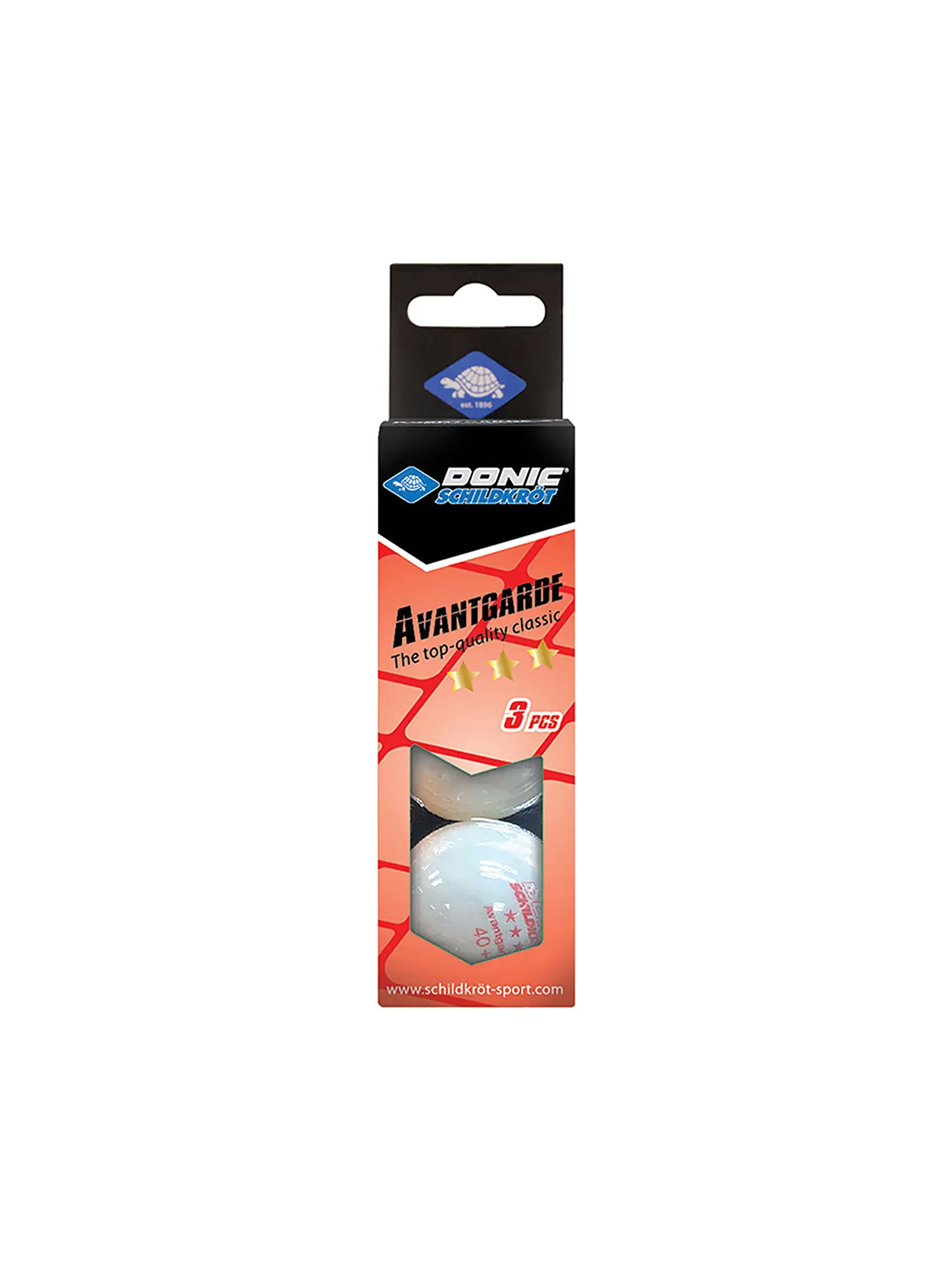 DONIC SCHILDKRÖT | Tischtennisball 3-Stern Avantgarde Poly 40+, 3 Stk. WEISS | 